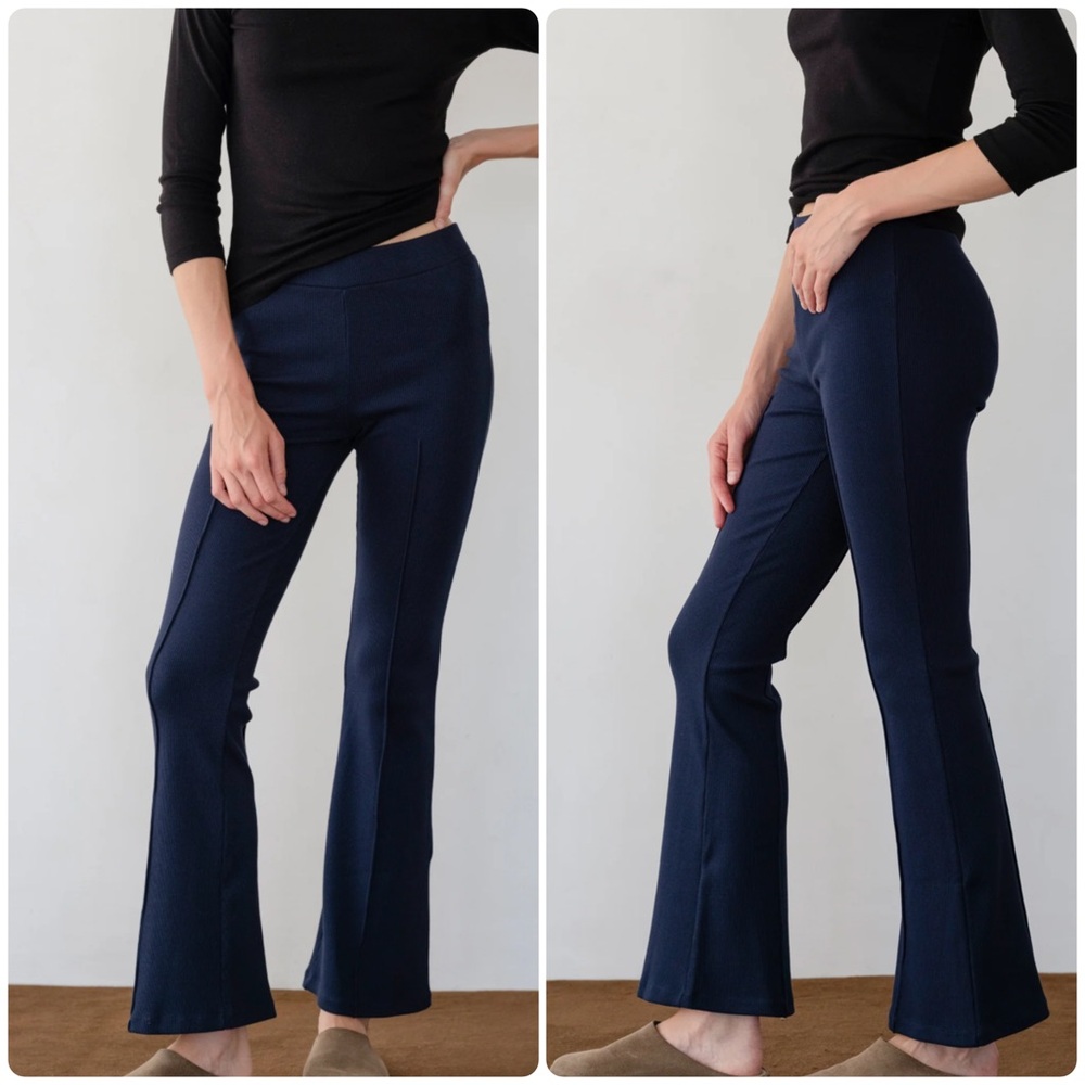 DONNI. Navy Boot-Cut Ponte Pants